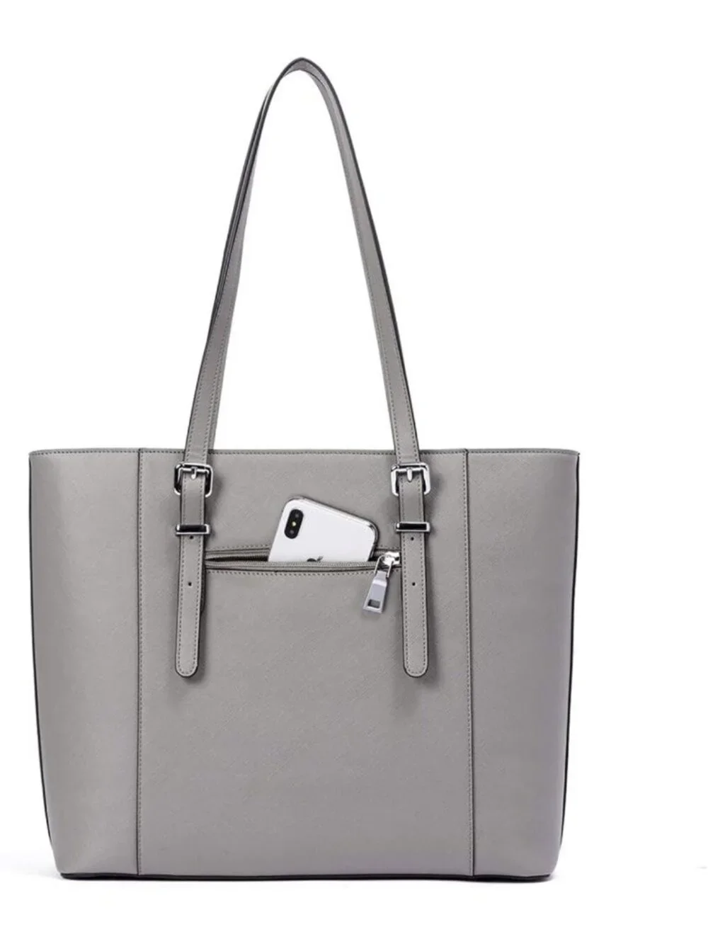 Vintage Leather Laptop Tote Bag for Women - 15.6